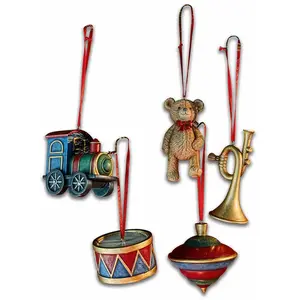 LOBERON Lot de 5 décorations à suspendre Dassa, multicolore (9 x 4.5 x 8cm) pas cher