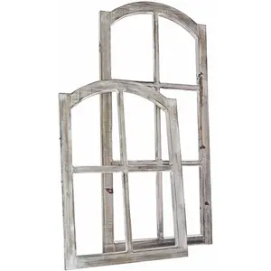 Comparateur de prix : LOBERON Lot de 2 fenêtres décoratives Parakou, marron vieilli (2 x 38 x 80cm)
