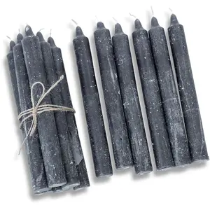 LOBERON Lot de 12 bougies Bauceau, anthracite (21cm) pas cher