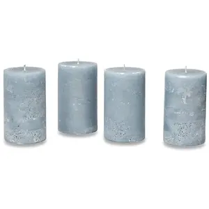 LOBERON Lot de 4 bougies Braga, bleu-gris (13cm) pas cher