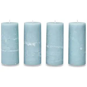 LOBERON Lot de 4 bougies Homel, bleu (18cm) pas cher