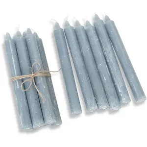 LOBERON Lot de 12 bougies Bauceau, bleu-gris (21cm) pas cher