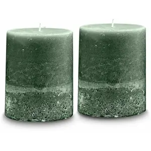 LOBERON Lot de 2 bougies Oviedo, vert (15cm)