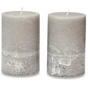 LOBERON Lot de 2 bougies Oviedo, taupe (15cm)