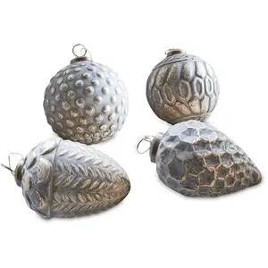LOBERON Lot de 4 décorations à suspendre Dores, gris (10cm)Vendu parloberon
