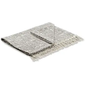 LOBERON Plaid Ensis, noir/blanc (130 x 170cm) pas cher