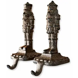 LOBERON Lot de 2 patères Decize, marron vieilli (10.5 x 7.5 x 19cm) pas cher