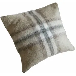 LOBERON Housse de coussin Argoub, beige/gris (50 x 50cm) pas cher