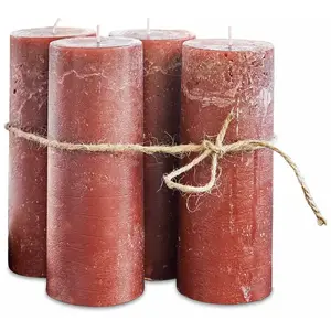LOBERON Lot de 4 bougies Homel, rouge rouille (18cm)