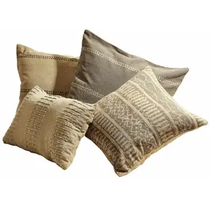 LOBERON Lot de 4 housses de coussins Patti, marron/beige (50 x 50cm)Vendu paramazon