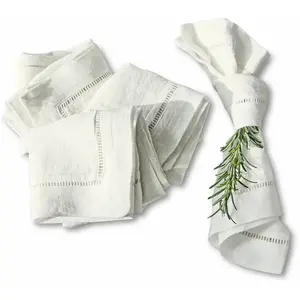LOBERON Lot de 4 serviettes Covent Garden, blanc (50 x 50cm) pas cher