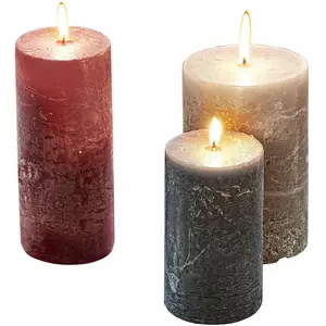 LOBERON Lot de 3 bougies Pretin, multicolore (15cm) pas cher