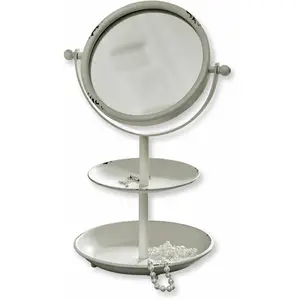 LOBERON Miroir de maquillage Elsa, blanc vieilli (19.5 x 23.5 x 37.5cm) pas cher