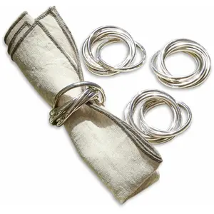 LOBERON Lot de 4 ronds de serviettes Limche, argenté (1.5cm) pas cher