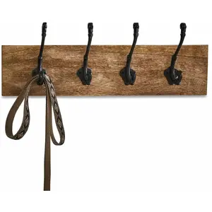 Comparateur de prix : LOBERON Patère Taylors Island, marron vieilli/noir (10 x 50 x 12cm)