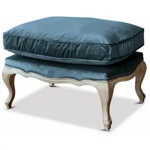 LOBERON Tabouret Corlay, bleu/marron (50 x 70 x 50cm) pas cher