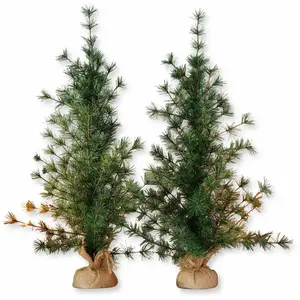 Comparateur de prix : LOBERON Lot de 2 sapins décoratifs Bohicon, vert/marron (32 x 32 x 70cm)