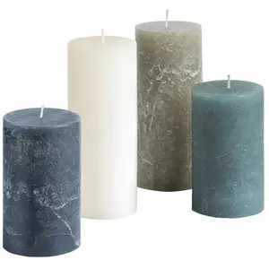 LOBERON Lot de 4 bougies Berekua, multicolore (7 x 18cm)