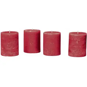 LOBERON Lot de 4 bougies Virrans, rouge (8cm) pas cher