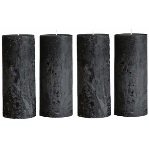 LOBERON Lot de 4 bougies Homel, anthracite (18cm) pas cher