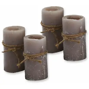 LOBERON Lot de 4 bougies Braga, taupe (13cm) pas cher