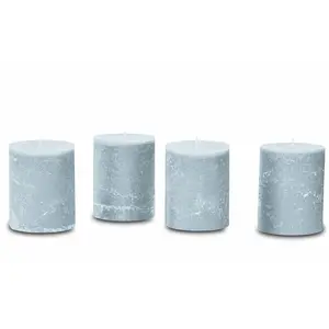 LOBERON Lot de 4 bougies Virrans, bleu-gris (8cm)