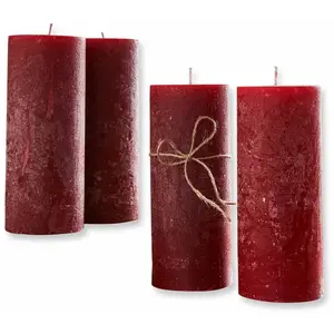 LOBERON Lot de 4 bougies Homel, rouge (18cm)
