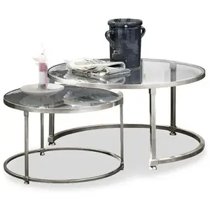 LOBERON Lot de 2 tables basses Kabala, argenté (35cm)