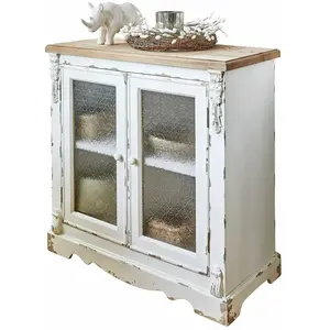 Loberon Commode South Yarmouth, blanc vieilli/marron (38 x 80 x 80cm)