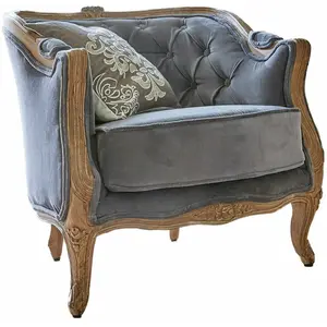 LOBERON Fauteuil Annezay, bleu-gris (76 x 75 x 76cm)