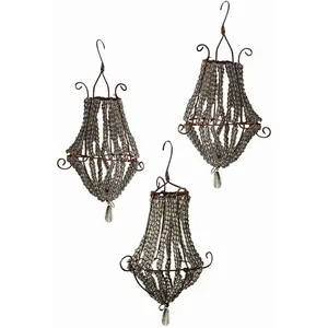 Loberon Lot de 3 décorations de Noël Gilpin - Fer, Verre - - Marron Vieilli pas cher
