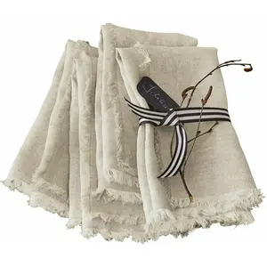 LOBERON Lot de 4 serviettes de table Largo, lin (40 x 40cm)