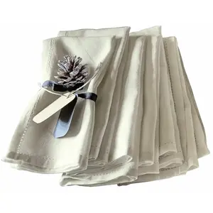 LOBERON Lot de 6 serviettes de table Fibi, blanc (40 x 40cm) pas cher