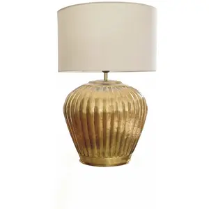 LOBERON Lampe à poser Fauville, doré/crème (63cm) pas cher