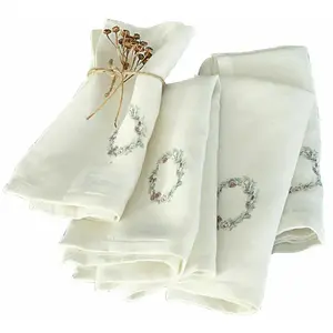 LOBERON Lot de 4 serviettes Torge, blanc (40 x 40cm) pas cher