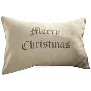 Comparateur de prix : LOBERON Housse de coussin Merry Christmas, crème/gris (60 x 40cm)