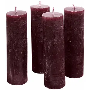 LOBERON Lot de 4 bougies Muriel, bordeaux (13cm) pas cher