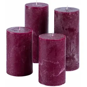 LOBERON Lot de 4 bougies Berekua, violet (7 x 18cm) pas cher