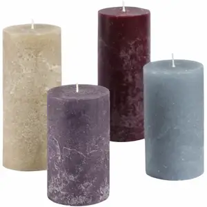 LOBERON Lot de 4 bougies Berekua, gris/taupe/violet (7 x 18cm) pas cher