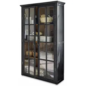 LOBERON Vitrine Keanu, noir vieilli (39 x 86 x 159cm) pas cher