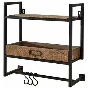 Loberon Étagère murale Taylors Island, marron/noir (18 x 45 x 45cm) pas cher