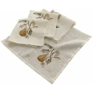 LOBERON Lot de 4 serviettes de table Tupisa, blanc cassé (40 x 40cm)