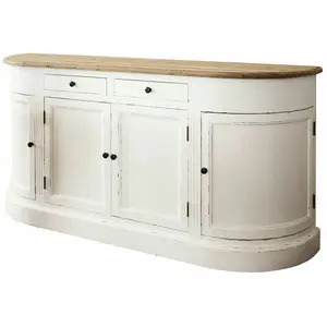 LOBERON Buffet bas Louisiana, blanc vieilli/marron (45 x 178 x 85cm) pas cher