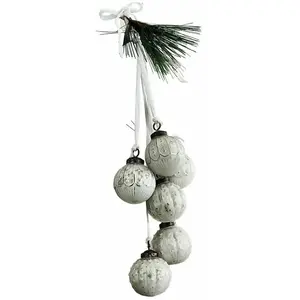 Loberon Lot de 6 décorations de Noël Tara, blanc vieilli (6cm)Vendu parloberon