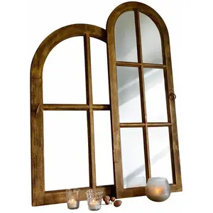 LOBERON Miroir et fenêtre décorative Crowley, marron/doré (4.5 x 39.5 x 107cm)