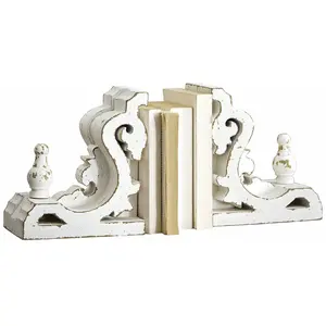 Comparateur de prix : LOBERON Lot de 2 serre-livres Sami, blanc vieilli (11 x 40 x 22cm)