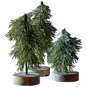 Loberon Lot de 3 Arbres Lonzac - PlastiqueBois de Bouleau - - Vert pas cher