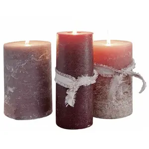LOBERON Lot de 3 bougies Salis, rose (10 x 15cm)