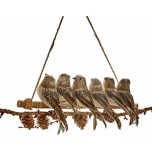 LOBERON Oiseaux perchés Orely, marron/gris (8.5 x 14 x 32cm) pas cher