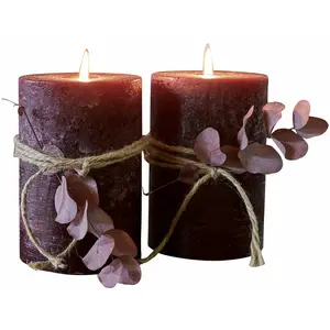 LOBERON Lot de 2 bougies Oviedo, bordeaux (15cm)